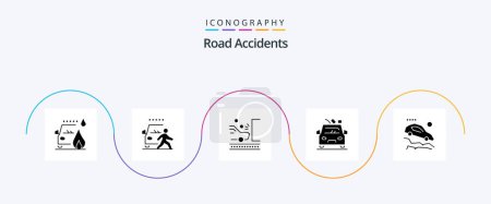 Illustration for Road Accidents Glyph 5 Icon Pack Including road. danger. road. car. safety - Royalty Free Image