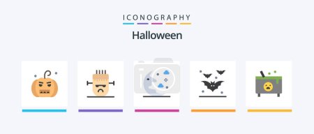 Illustration for Halloween Flat 5 Icon Pack Including death. night. cloud. halloween. bat. Creative Icons Design - Royalty Free Image