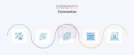Illustration for Coronavirus Blue 5 Icon Pack Including grave. banned. antigen. sign. closed - Royalty Free Image