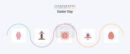 Téléchargez les illustrations : Easter Flat 5 Icon Pack Including easter. celebration. flower. easter. egg - en licence libre de droit