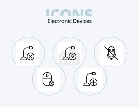 Téléchargez les illustrations : Devices Line Icon Pack 5 Icon Design. support. headphones. hardware. mouse. gadget - en licence libre de droit