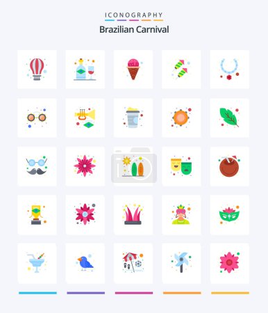 Ilustración de Creative Brazilian Carnival 25 Flat icon pack  Such As present. jewel. cream. fire work. rocket - Imagen libre de derechos