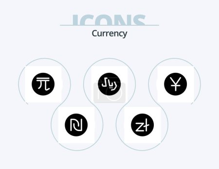 Illustration for Currency Glyph Icon Pack 5 Icon Design. rayal . new. coin . money . currency - Royalty Free Image