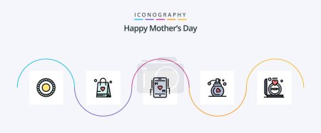 Illustration for Happy Mothers Day Line Filled Flat 5 Icon Pack Including . mom. mom. gift. makeup - Royalty Free Image