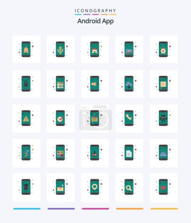 Ilustración de Creative Android App 25 Flat icon pack  Such As contact. mobile. app. gallery. app - Imagen libre de derechos