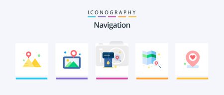 Ilustración de Navigation Flat 5 Icon Pack Including location. search. pin. map. search. Creative Icons Design - Imagen libre de derechos