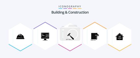 Ilustración de Building And Construction 25 Glyph icon pack including repair. interior. design. paint. strong - Imagen libre de derechos