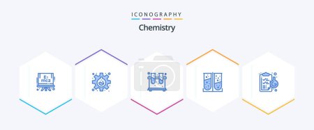 Illustration for Chemistry 25 Blue icon pack including flask. clipboard. experiment. laboratory test. chemical - Royalty Free Image