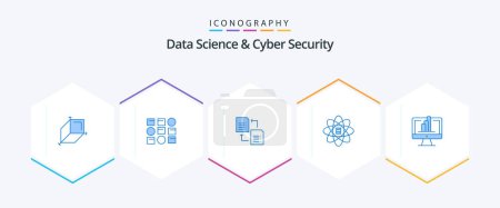 Illustration for Data Science And Cyber Security 25 Blue icon pack including monitor. dollar. data. data scince. data - Royalty Free Image