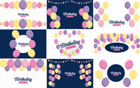 Foto de Colorful glossyHappy Birthday balloons banner background vector illustration in EPS10 format - Imagen libre de derechos