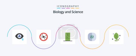 Téléchargez les illustrations : Biology Flat 5 Icon Pack Including laboratory. cell. biology meter. biology. light mete - en licence libre de droit