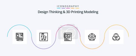 Ilustración de Design Thinking And D Printing Modeling Line 5 Icon Pack Including rgb. project. arrow. satanic. brosher - Imagen libre de derechos