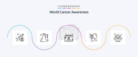 Illustration for World Cancer Awareness Line 5 Icon Pack Including health. cancer. laboratory. balloons. health - Royalty Free Image