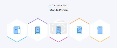 Illustration for Mobile Phone 25 Blue icon pack including . camera. - Royalty Free Image