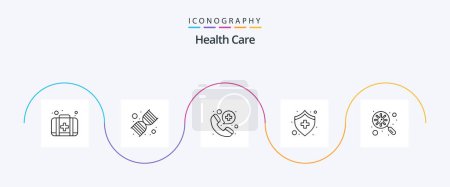 Ilustración de Health Care Line 5 Icon Pack Including search. call. shield. medical - Imagen libre de derechos