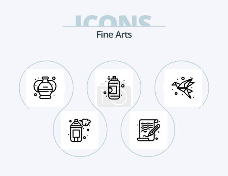 Ilustración de Fine Arts Line Icon Pack 5 Icon Design. flower pot. paint. graphic. arts. paint - Imagen libre de derechos