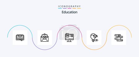 Illustration for Education Line 5 Icon Pack Including library. books. file. graduation. cap - Royalty Free Image
