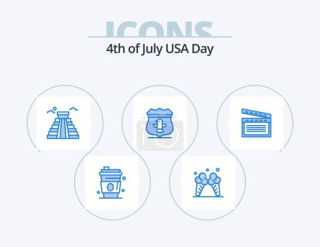 Illustration for Usa Blue Icon Pack 5 Icon Design. movis. security. building. american. sheild - Royalty Free Image