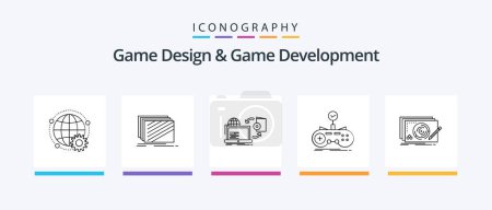 Ilustración de Game Design And Game Development Line 5 Icon Pack Including early. access. story. textures. layout. Creative Icons Design - Imagen libre de derechos