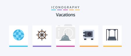 Illustration for Vacations Flat 5 Icon Pack Including kids. childhood. food. amusement. safe. Creative Icons Design - Royalty Free Image