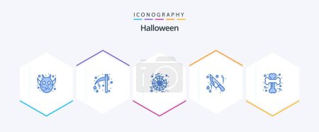Illustration for Halloween 25 Blue icon pack including crossed. bone. scary. knife. bloody - Royalty Free Image
