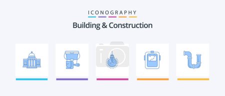 Téléchargez les illustrations : Building And Construction Blue 5 Icon Pack Including welding. suggestion. bucket. tips. bulb. Creative Icons Design - en licence libre de droit