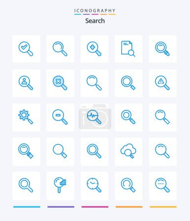 Téléchargez les illustrations : Creative Search 25 Blue icon pack  Such As people. find. file. browse. view - en licence libre de droit