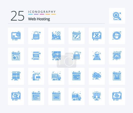 Illustration for Web Hosting 25 Blue Color icon pack including support. repair. database. web. comment - Royalty Free Image