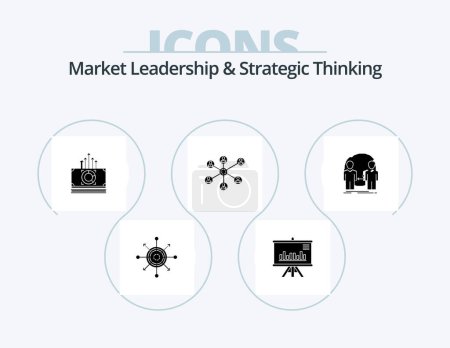Téléchargez les illustrations : Market Leadership And Strategic Thinking Glyph Icon Pack 5 Icon Design. group. internet. business. wlan. bucks - en licence libre de droit