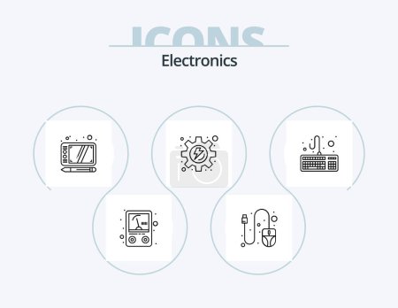 Illustration for Electronics Line Icon Pack 5 Icon Design. . microphone. socket. mic. usb - Royalty Free Image
