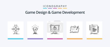 Illustration for Game Design And Game Development Line 5 Icon Pack Including file. code. quest. publishing. game. Creative Icons Design - Royalty Free Image