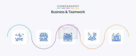Illustration for Business And Teamwork Blue 5 Icon Pack Including concept. business. cash. success. finish - Royalty Free Image