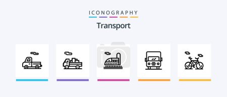 Illustration for Transport Line 5 Icon Pack Including . tramway. people. train. transport. Creative Icons Design - Royalty Free Image