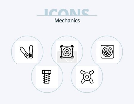 Téléchargez les illustrations : Mechanics Line Icon Pack 5 Icon Design. . car. . production - en licence libre de droit