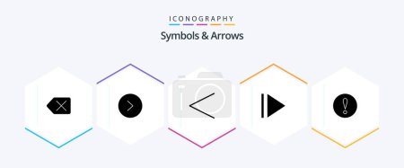 Téléchargez les illustrations : Symbols and Arrows 25 Glyph icon pack including . previous. warning - en licence libre de droit