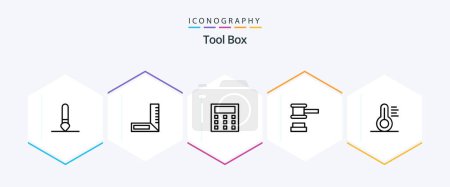 Ilustración de Tools 25 Line icon pack including . tools. math. thermometer. tools - Imagen libre de derechos