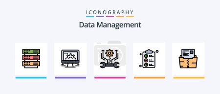 Ilustración de Data Management Line Filled 5 Icon Pack Including questionnaire. documents . data . data .. Creative Icons Design - Imagen libre de derechos