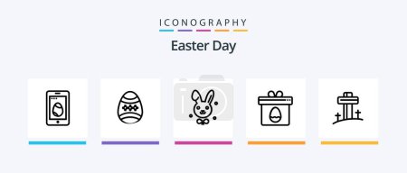 Téléchargez les illustrations : Easter Line 5 Icon Pack Including massege. baby. church. cart. easter. Creative Icons Design - en licence libre de droit