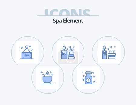 Ilustración de Spa Element Blue Icon Pack 5 Icon Design. . spa. spa. natural. candle - Imagen libre de derechos