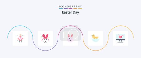 Illustration for Easter Flat 5 Icon Pack Including . duck. easter. screen - Royalty Free Image