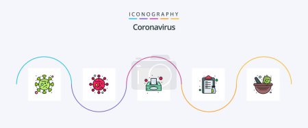 Ilustración de Coronavirus Line Filled Flat 5 Icon Pack Including medicine. vaccine. box. medicine. drug - Imagen libre de derechos
