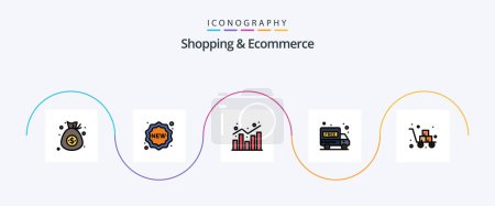 Ilustración de Shopping and Ecommerce Line Filled Flat 5 Icon Pack Including cart. package free. analytics. delivery van. statistics - Imagen libre de derechos
