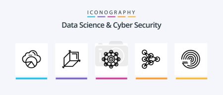 Illustration for Data Science And Cyber Security Line 5 Icon Pack Including progress. graph. atoumated. shart. computer. Creative Icons Design - Royalty Free Image