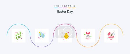 Illustration for Easter Flat 5 Icon Pack Including easter. paint brush. chicken. face. easter - Royalty Free Image