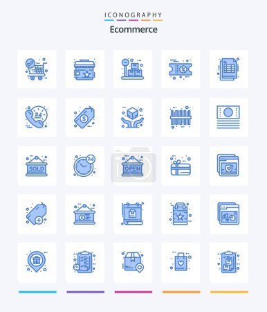 Ilustración de Creative Ecommerce 25 Blue icon pack  Such As receipt. cheaque. box. bill. shopping - Imagen libre de derechos