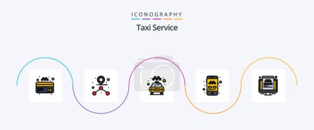 Téléchargez les illustrations : Taxi Service Line Filled Flat 5 Icon Pack Including screen. traveling. transport. taxi. taxi - en licence libre de droit