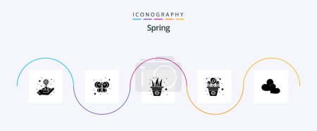 Illustration for Spring Glyph 5 Icon Pack Including love. spring. flowers. rose. flowers - Royalty Free Image
