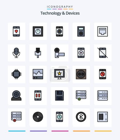 Ilustración de Creative Devices 25 Line FIlled icon pack  Such As ipod. devices. safe. phone. favorite - Imagen libre de derechos