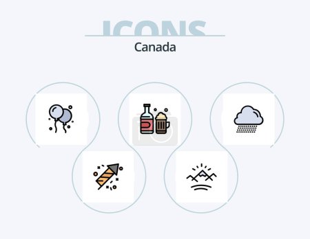 Téléchargez les illustrations : Canada Line Filled Icon Pack 5 Icon Design. canada. canada ball. ax. base ball. canada - en licence libre de droit