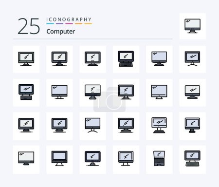 Illustration for Computer 25 Line Filled icon pack including . Layer 1. laptop. pc. device - Royalty Free Image